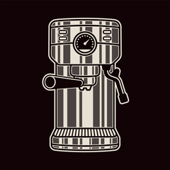 Coffee machine vector illustration in retro style on dark background