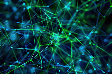 Obraz premium Blue and Green Network Lines form a Futuristic, generative ai image.,