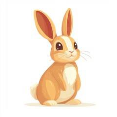 Obraz premium Cute Minimalist Flat Design Rabbit Hopping on White Background