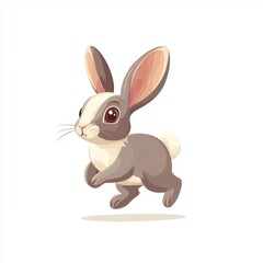 Obraz premium Minimalist Hopping Rabbit Illustration on White Background