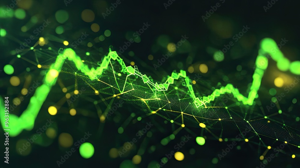 Aufkleber abstract digital illustration of a green data graph representing growth and analytics in financial m