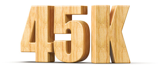 45k Followers Wooden Number 3D Render