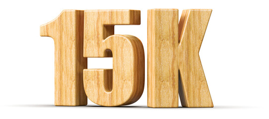 15k Followers Wooden Number 3D Render