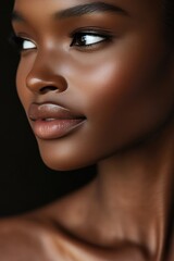 Fototapeta premium Close-Up of Beautiful Black Woman's Shoulder, Skincare Focus