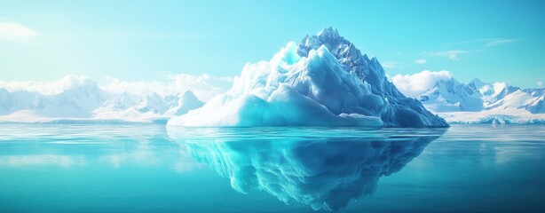 Obraz premium Majestic Iceberg Floating in Turquoise Water with Mountain Background