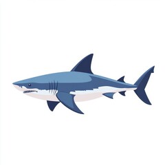 Naklejka premium Sleek Shark in Flat Design Style Swimming Through Water on White Background - Minimalist Ocean Concept