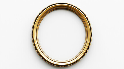 a simple oval gold frame on white background.