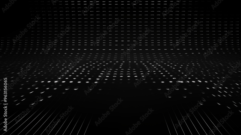 Poster Abstract Dot Grid Perspective on Dark Background