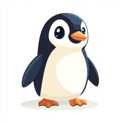 Obraz premium Minimalist Flat Design Penguin Waddling on White Background