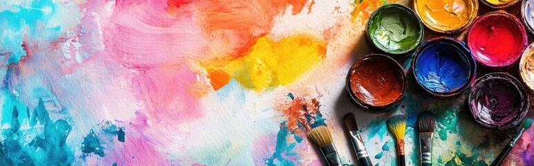 Fototapeta premium Exploring the Vibrant World of Color: A Guide to Creative Expression with Paint and Brushes