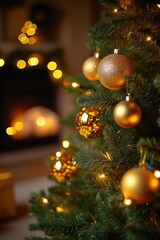 Close-Up of Festively Decorated Christmas Tree