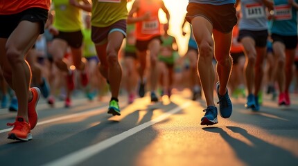  Colorful Marathon Runners in Energetic Motion 