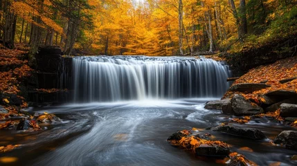Rideaux Cascades Autumn Waterfall in Forest  © Ferman Bagus Istuhri