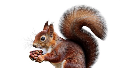 Obraz premium Design a clipping path for a playful squirrel holding a bunch of nuts. The path should outli