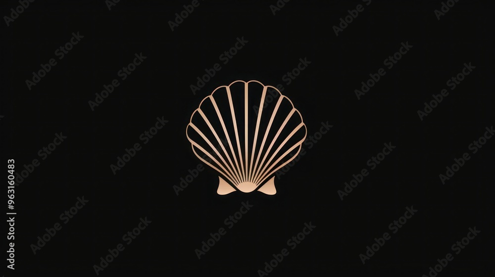 Poster minimalist seashell silhouette logo design with black bivalve shells. concept logo design, seashell 