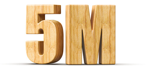 5M Followers Wooden Number 3D Render