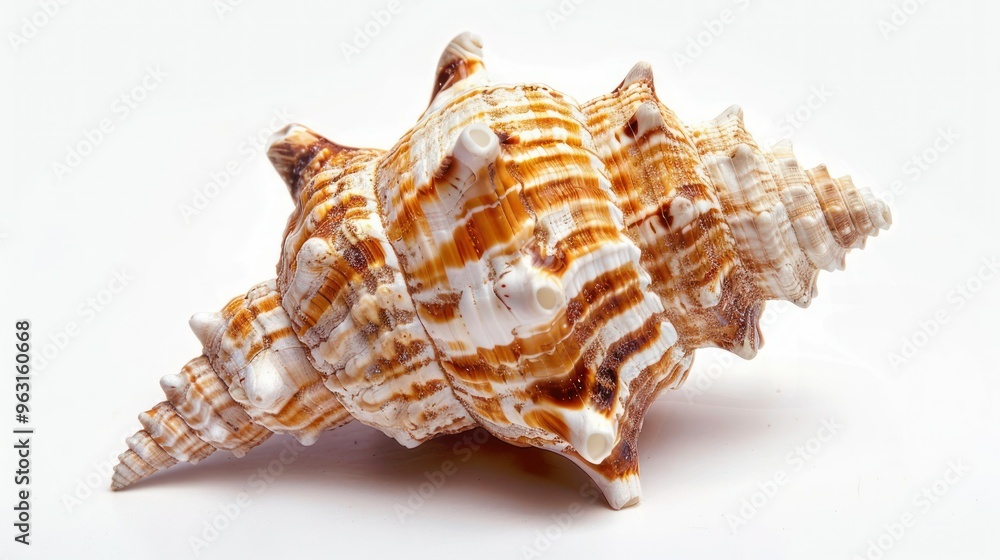 Wall mural shell. sea shell. seashell rotates. seashell rotates on a white background