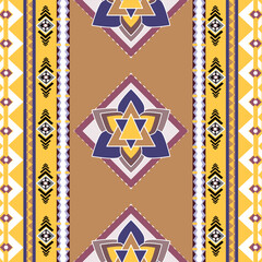 Tribal-Inspired Geometric Pattern with Symmetrical Diamonds and Triangles Design