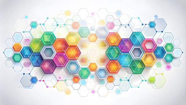Vector background with hexagon pattern, vibrant colors theme