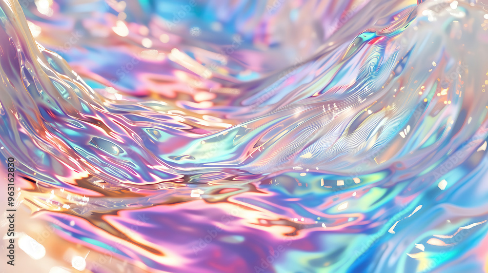 Canvas Prints water surface with iridescence and opalescence texture, liquid holographic water waves coloful backg