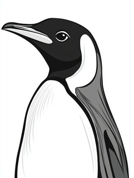 recommend clip art: Minimalist vector of a penguin head in pastel black and white using thick outlines and no shading