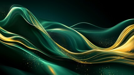 The dynamic flow of emerald and yellow against a black background, fantastic and dreamy,
abstract technology background. A digital background or element of graphics, wallpaper with copyspace.