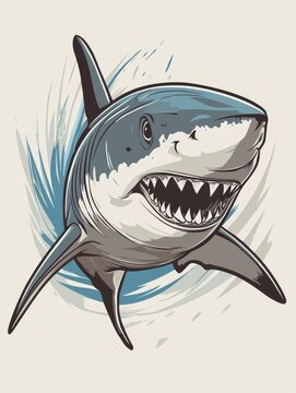 recommend clip art: Minimalistic vector portrait of a shark head in pastel gray and blue using thick outlines and no shading