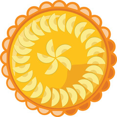 Collection of pies top view vector flat illustration. Set of various whole fresh baking sweet cakes