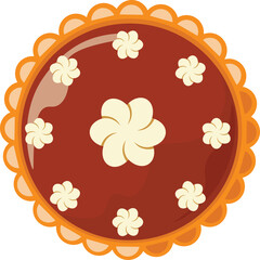 Collection of pies top view vector flat illustration. Set of various whole fresh baking sweet cakes