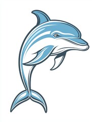 Obraz premium Simple illustration of a dolphin head in pastel blue and white using thick bold lines