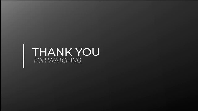 Animation End Screen for social media templates video on a dynamic gradient grey or dark background. Thank for watching text. Motion Graphic. Easy to use for outro.	