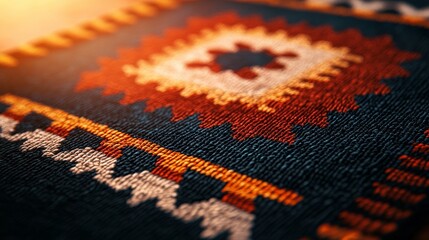 Fototapeta premium Labeled handwoven rug, intimate and detailed, flat design illustration