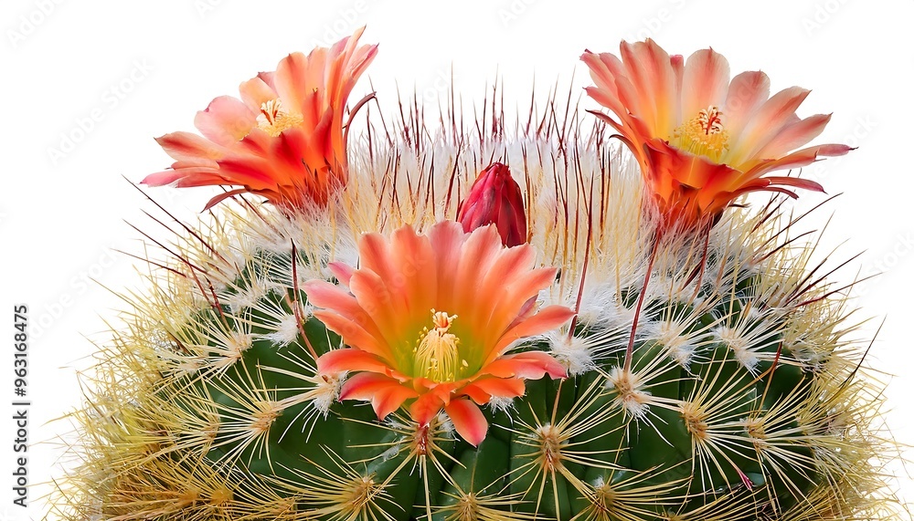 Poster clipping path for flowering cacti - cacti in bloom cut out with full depth of field
