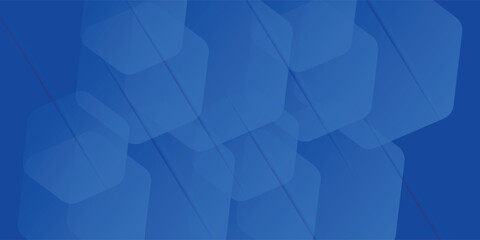 Fototapeta premium Modern abstract blue background with glowing geometric lines. Blue gradient hexagon shape design.
