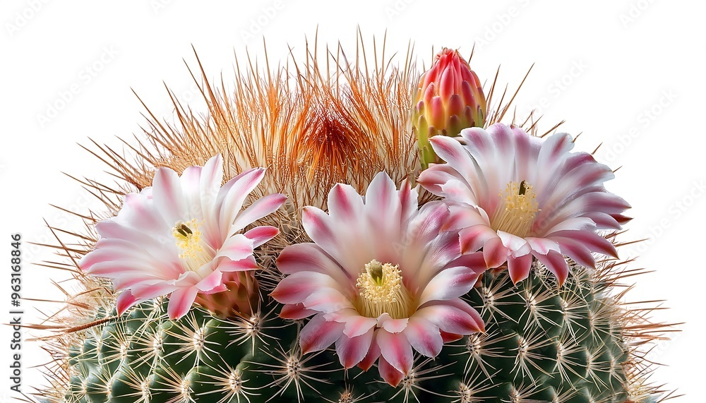 Poster clipping path for flowering cacti - cacti in bloom cut out with full depth of field