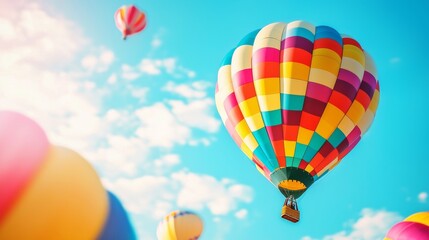 Obraz premium Colorful Hot Air Balloons Soaring in the Sky at the Albuquerque Balloon Fiesta, Capturing a Joyful and Scenic Celebration