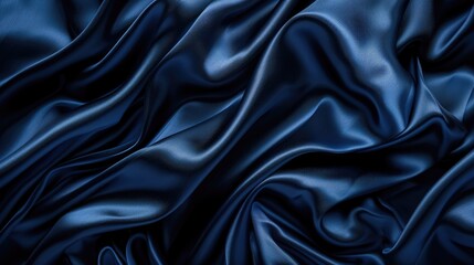 Fototapeta premium Elegant navy blue silk satin background for special occasions.