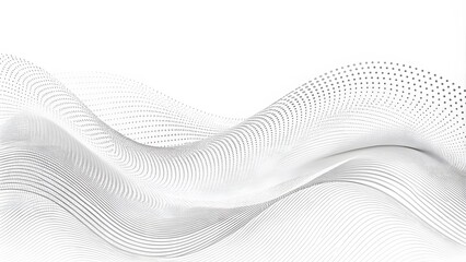 Abstract white futuristic background. Big data visualization. A digital dynamic wave of particles. wave 3D rendering. 3D Rendering Big data black wave on a white background