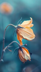 Wilting flower with drooping petals against a blurred background, symbolizing the natural cycle