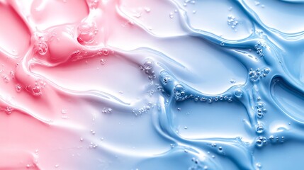 Fototapeta premium Abstract Pink and Blue Gel Swirl with Bubbles.