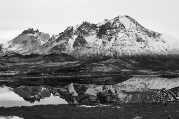 Mountain landscape environment, Torres del Paine National Park, Patagonia, Chile.