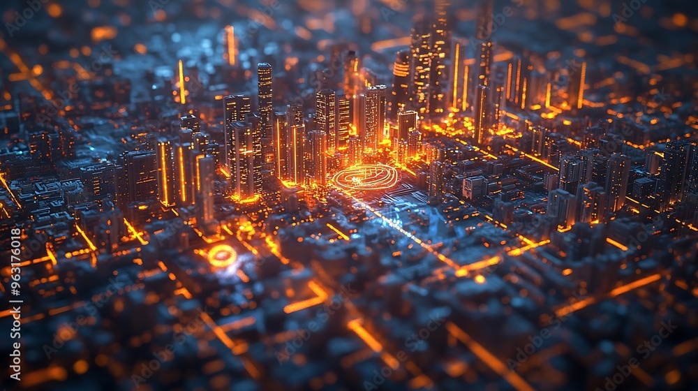 Poster Smart city and communication network concept 5G IoT Internet of Things Telecommunication : Generative AI