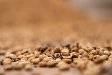 Background of unprocessed coffee beans