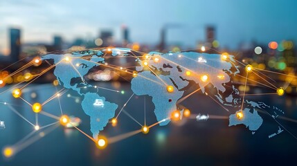 Abstract representation of economic policy impacting global trade routes, concept of international economic relations