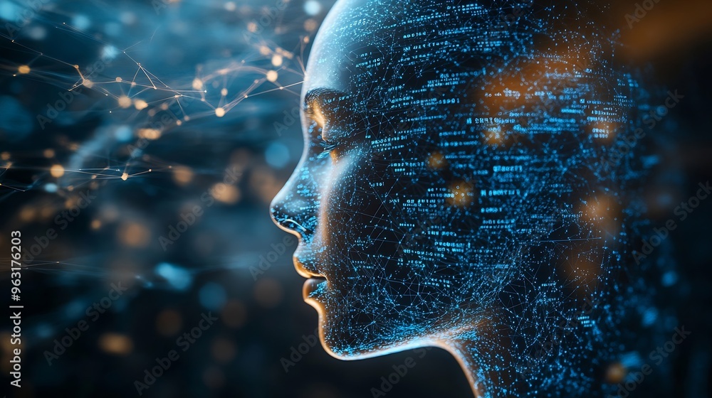 Poster Digital technology software development AI Artificial Intelligence concept Computer programmer or software engineer programming with computer code and cloud computing technology backgr : Generative AI