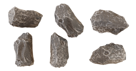 Collection of small grey stones with rough texture, macro shot