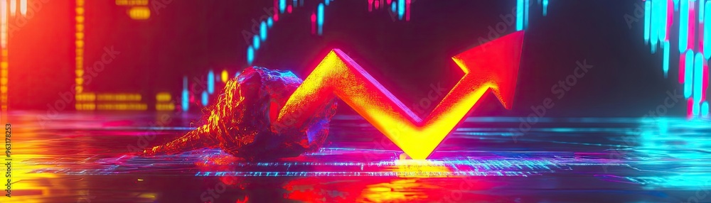 Aufkleber Dynamic visual of an upward trend, combining abstract elements and vibrant colors to represent growth and success in finance.