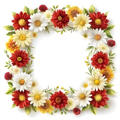 Obraz premium elegant floral frame for invitations with red, yellow, and white flowers