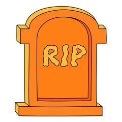 orange grave with rip word cartoon illustration 