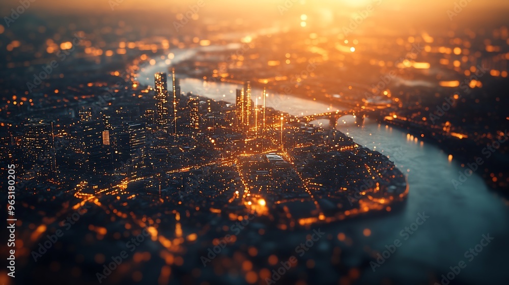 Aufkleber Abstract technology background in London for global business concept : Generative AI